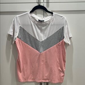 Nursing Queen Pink, Gray, and White Chevron Tee